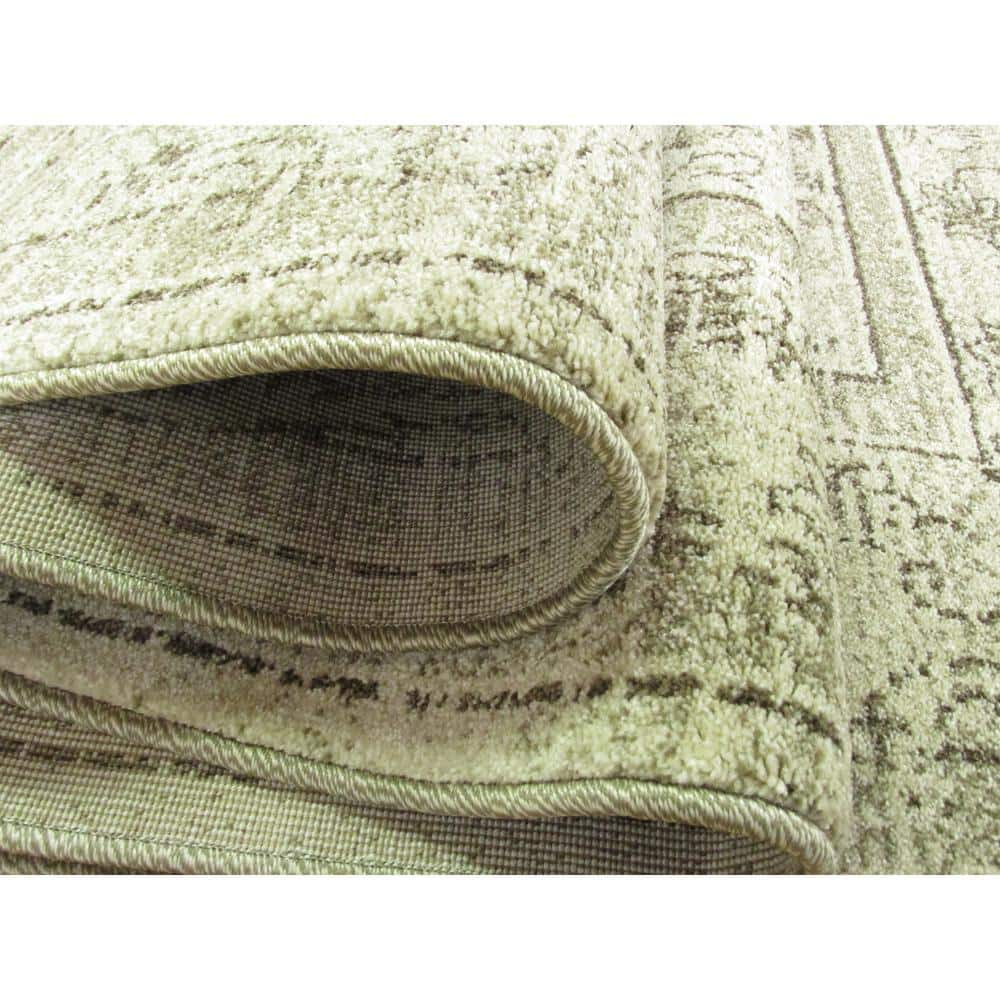 Ivory Brown Easy-Care Synthetic Rectangular Indoor Rug