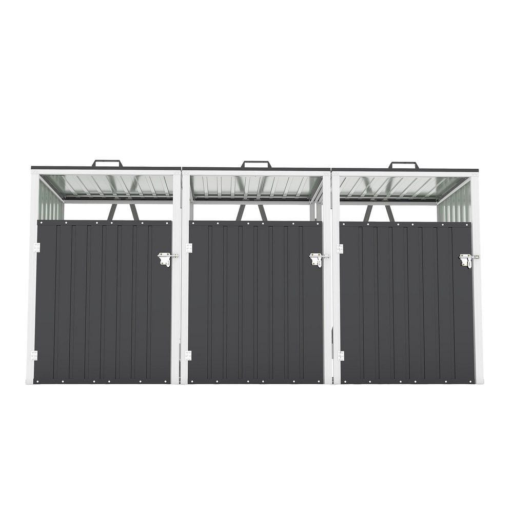 Cesicia Gray 7.95 ft. W x 2.67 ft. D Metal Garbage Bin Shed with 