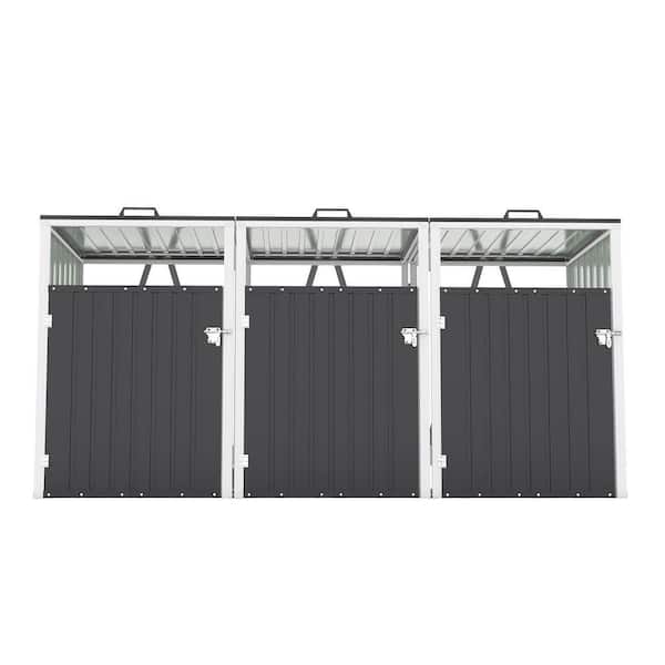 Cesicia Gray 7.95 ft. W x 2.67 ft. D Metal Garbage Bin Shed with 