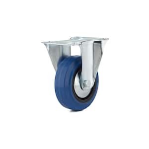 3-15/16 in. (100 mm) Blue Fixed Plate Caster with 132 lb. Load Rating