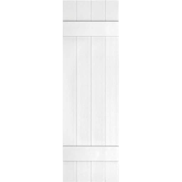 Ekena Millwork 14 in. x 81 in. Four Board Joined Shutters Pair Paintable