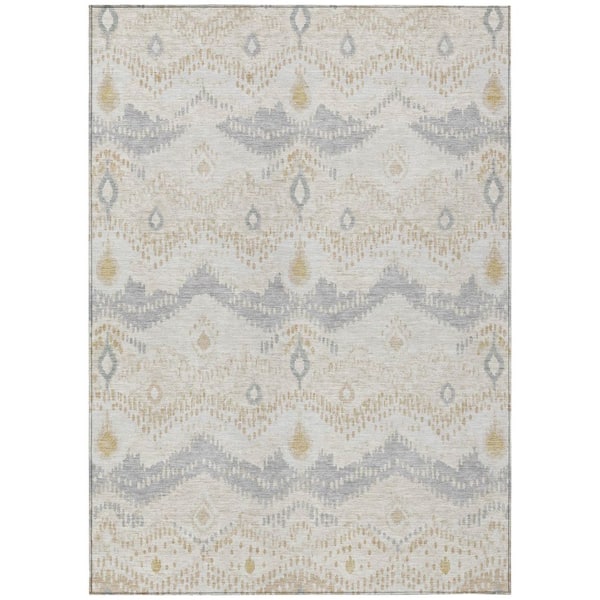 Chantille Machine Washable Indoor/Outdoor Abstract ACN3074 Ivory 10 ft. x 14 ft. Area Rug