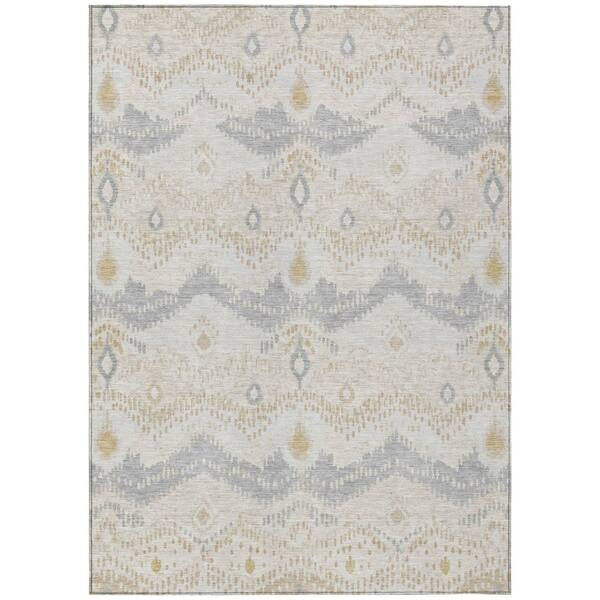 Chantille Machine Washable Indoor/Outdoor Abstract ACN3074 Ivory 8 ft. x 10 ft. Area Rug