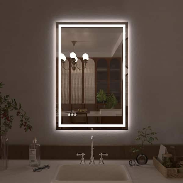 Althea 24 in. W x 36 in. H Rectangular Frameless LED Anti-Fog Wall Bathroom Vanity Mirror in Polished Crystal