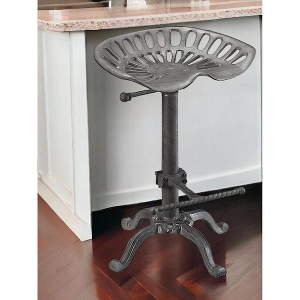 22.5 in. Gray Backless Metal Bar Chair with Metal Seat