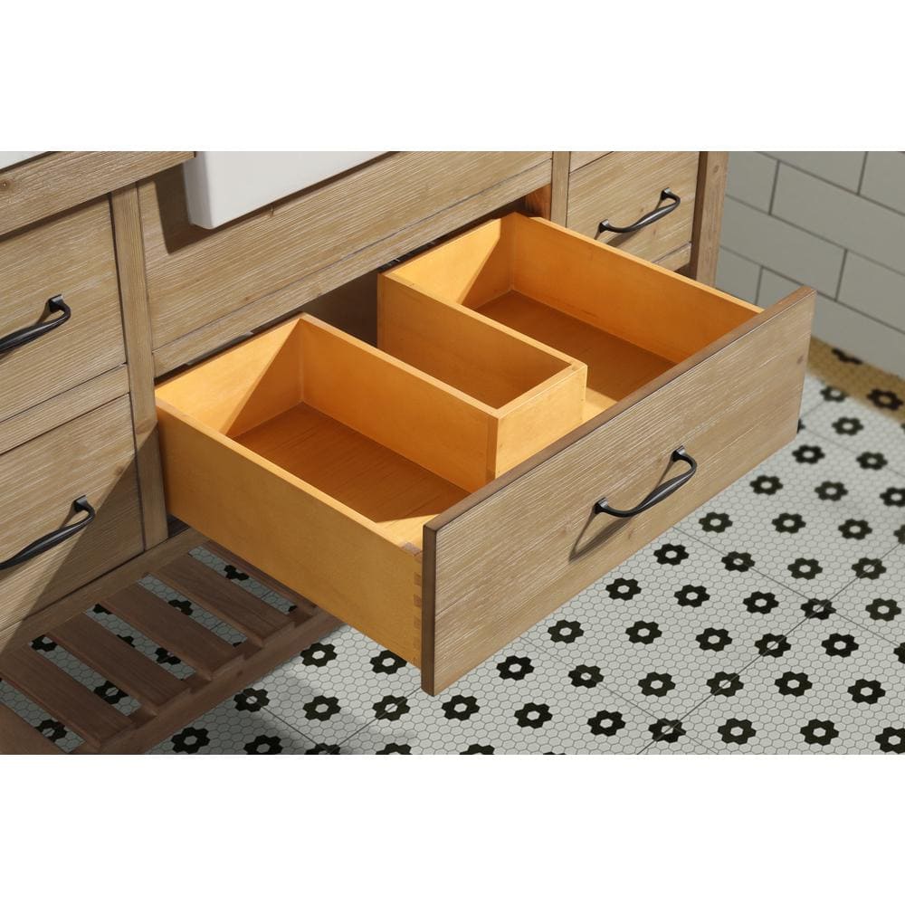 Marina 55'' Weathered Fir Single Vanity with White Porcelain Sink and Marble Top