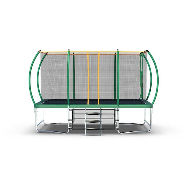 Sudzendf Green 14 ft. Outdoor Trampoline for Kids and Adults with Enclosure Net