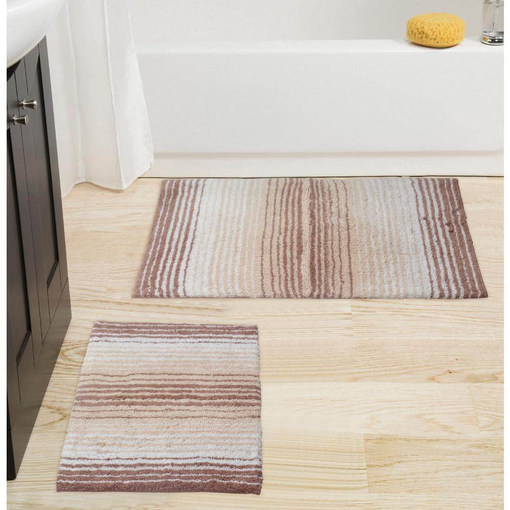 HOME WEAVERS INC 100% Cotton Gradiation Collection Machine Washable 2-Piece Set(S+M), Beige