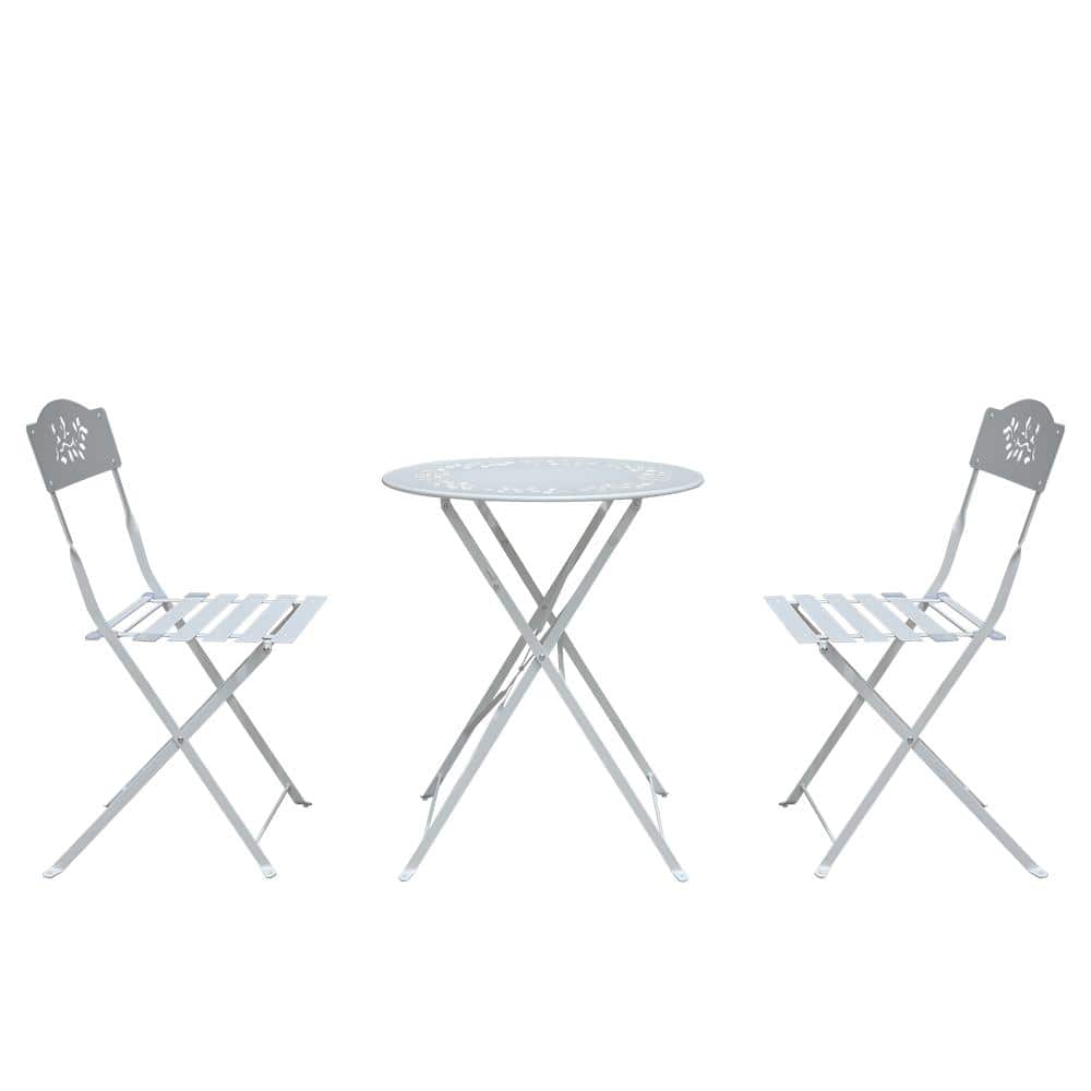 White 3-Piece Metal Outdoor Bistro Set