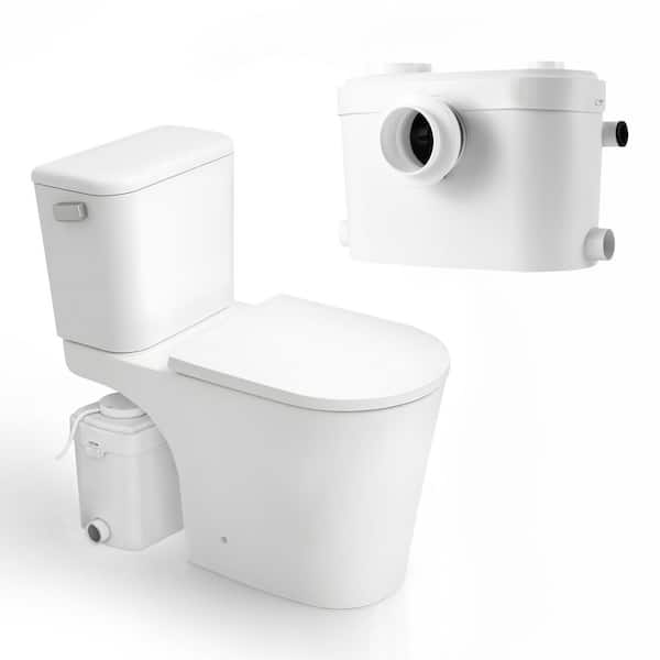 Nesso Rear Outlet Macerating 2-Piece 1.6 GPF Single Flush Elongated Upflush Toilet with 0.8 HP Macerating Pump in White