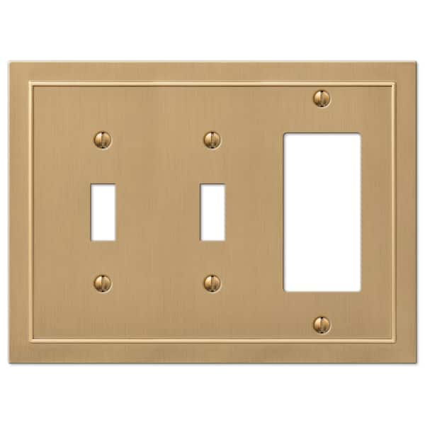 AMERELLE Bethany 3 Gang 2-Toggle and 1-Rocker Metal Wall Plate - Brushed Bronze