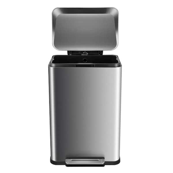 Garbage Can 13 gal. Tall Kitchen, Rectangular Fingerprint-Resistant Soft Close Kitchen Trash can with Lid, for Kitchen