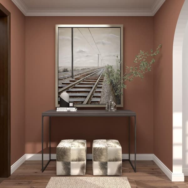 1- Panel Landscape Railroad Framed Wall Art with Silver Frame 53 in. x 44 in.