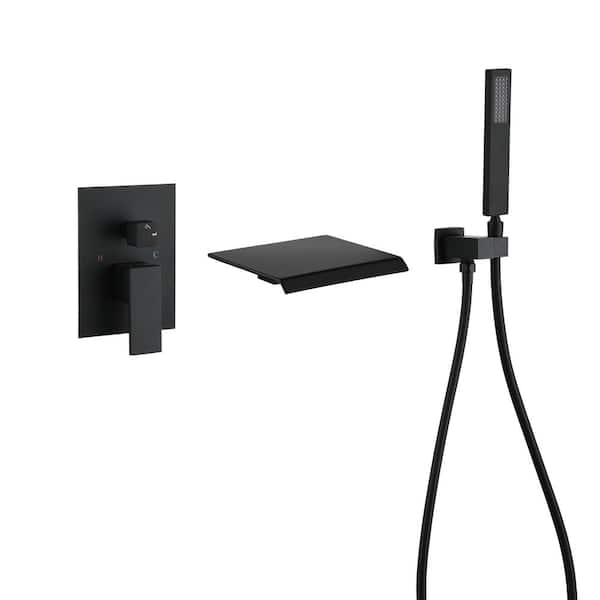 Boyel Living Single-Handle 1-Spray Settings Wall Mount Tub and Shower Faucet in Black Valve Included