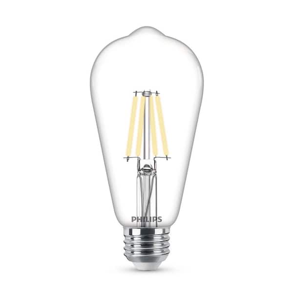 Spookachtig werknemer zelfstandig naamwoord Philips 40-Watt Equivalent ST19 Clear Glass Dimmable E26 Vintage Edison LED  Light Bulb Soft White 2700K (4-Pack) 573989 - The Home Depot