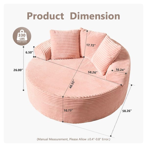 椅子 miu Allwex MIU 59 in. Modern Wide Square Arm Plush Corduroy Round Sofa