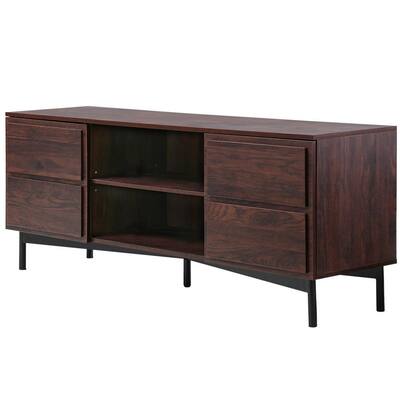 Javier 57.9 in. Rustic Walnut TV Stand Fits TV's up to 65 in. with Adjustable Shelves