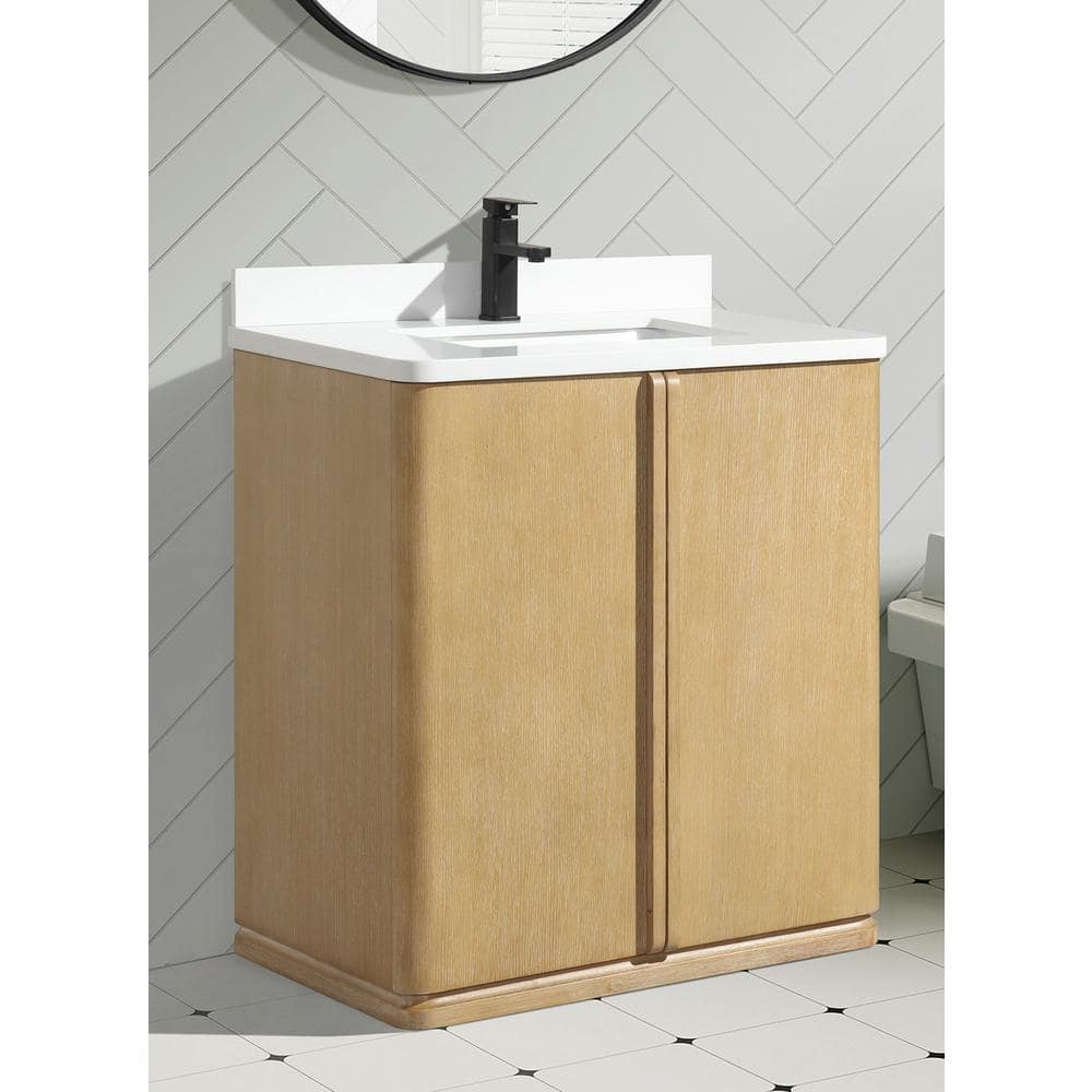 Lucas 30" Washed Oak Single Vanity with Quartz Top
