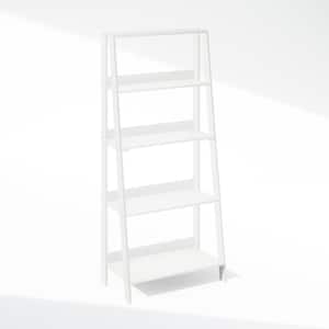 Ladder 53.54 in. Tall White Wood 5-Shelf Bookcase