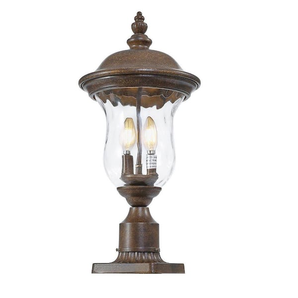 VEVETTA 21 in. 2-Light Brown and Bronze Metal Vintage Outdoor Lamp