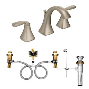 Voss 8 in. Widespread 2-Handle High-Arc Bathroom Faucet Trim Kit in Brushed Nickel (Valve Included)