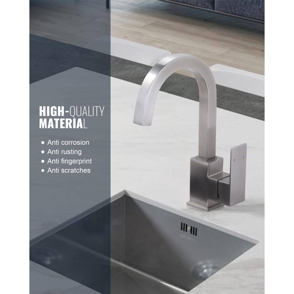 Brushed Nickel Single Handle Modern Bar Faucet with Ceramic Valve