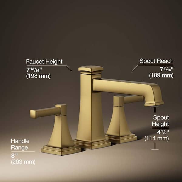KOHLER Riff 2-Handle Tub Faucet Trim Kit with Diverter Spout in Vibrant Brushed Moderne Brass