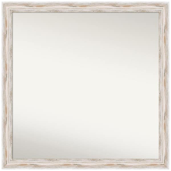 Amanti Art Alexandria White Wash Narrow 29 in. W x 29 in. H Non-Beveled Wood Bathroom Wall Mirror in White
