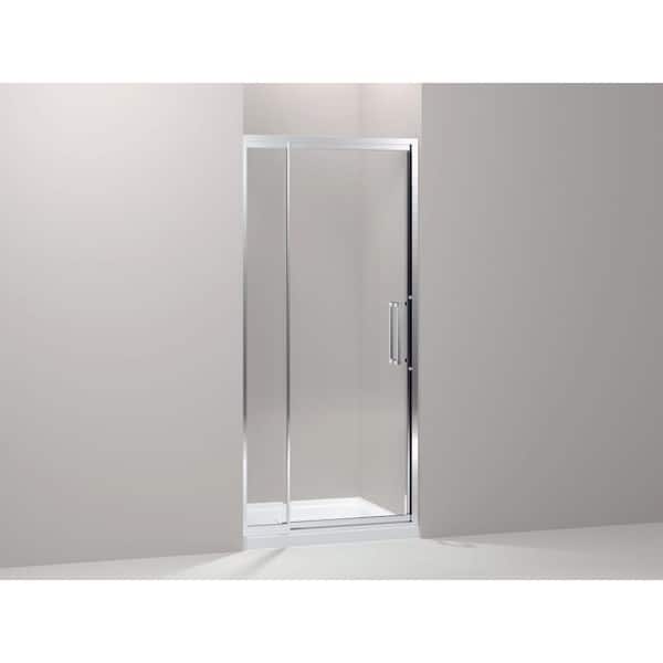 KOHLER Lattis 26 in. x 73 in. Pivot Shower Door in Bright Silver with Handle