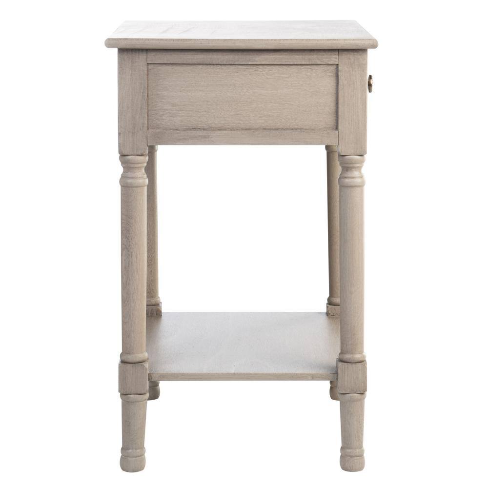 Josie Greige Wood and Metal 1-Drawer Accent Table