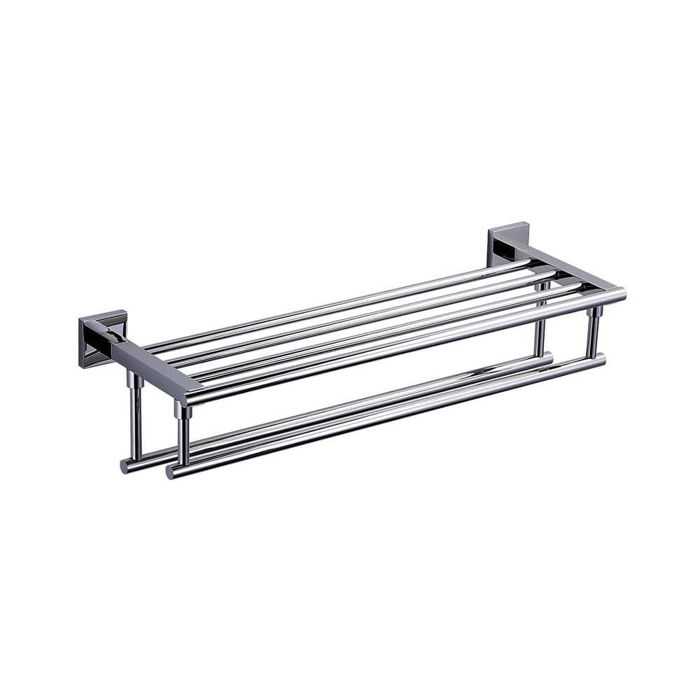 Polished Chrome 24-Inch Double Wall Mounted Towel Rack