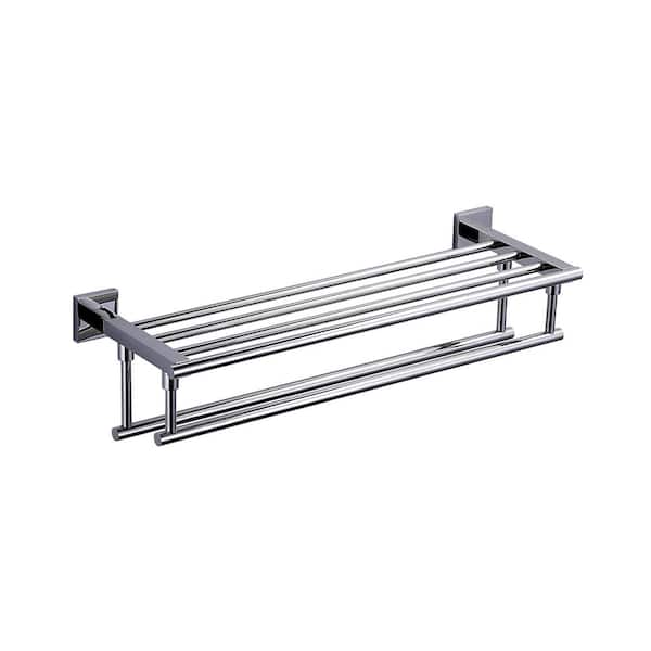 ALEASHA 2-Towel Holders Wall Mounted Towel Rack in Chrome