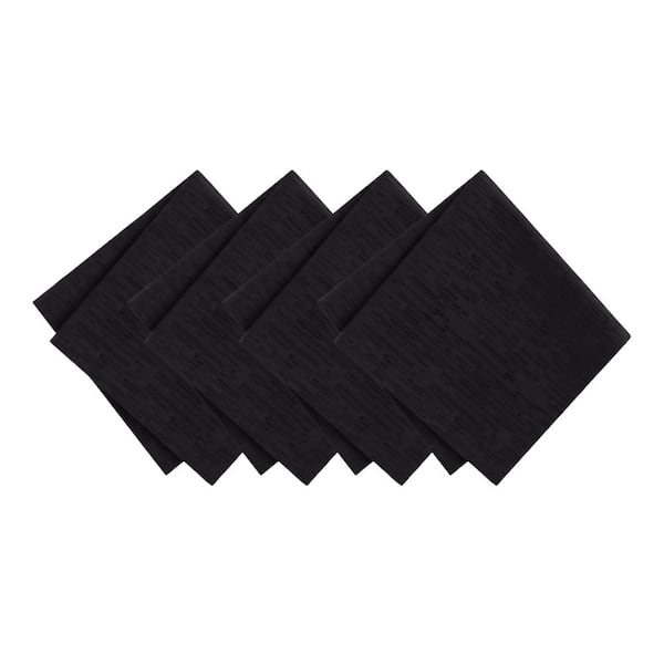 Threadmade Home Continental Solid Texture Water Resistant Napkins, Set of 4, Black - 17"W x 17"L