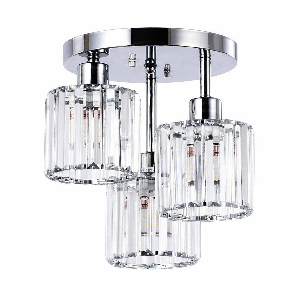 10.6. in. Modern Crystal Gloss Silver Semi Flush Mount Ceiling Light for Kitchen, Entryway, Bedroom, Bathroom & Foyer price history on PriceWatchPro