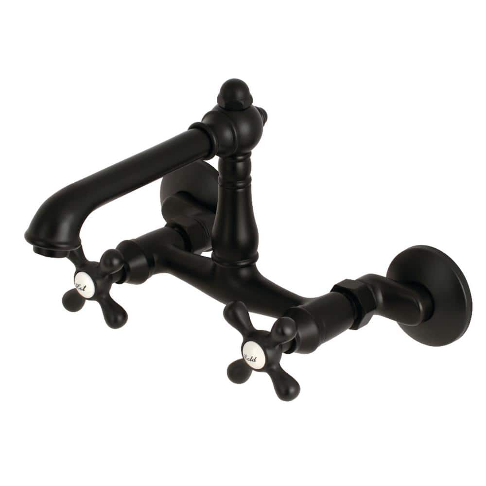English Country Adjustable Center 2-Handle Wall-Mount Kitchen Faucet in Matte Black price history on PriceWatchPro
