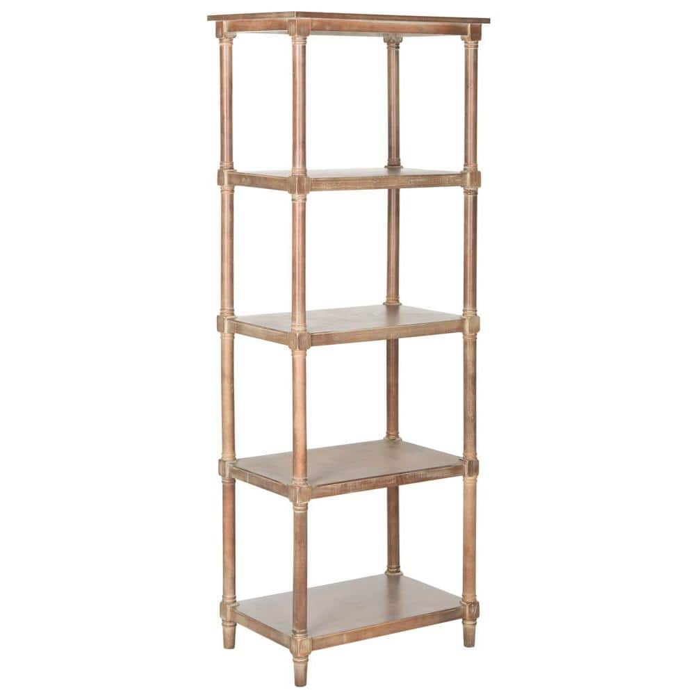 Transitional Sepia Pine 5-Tier Spindle Bookcase