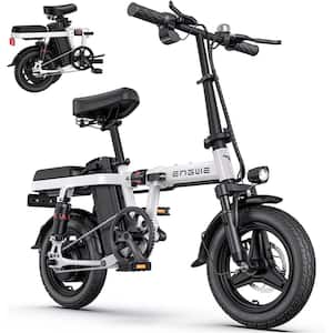 14 in. Folding Mini Electric Bike with 35-Watt Powerful Motor, 4-Volt 10Ah Lithium Battery, 4 Shock Absorptions, White