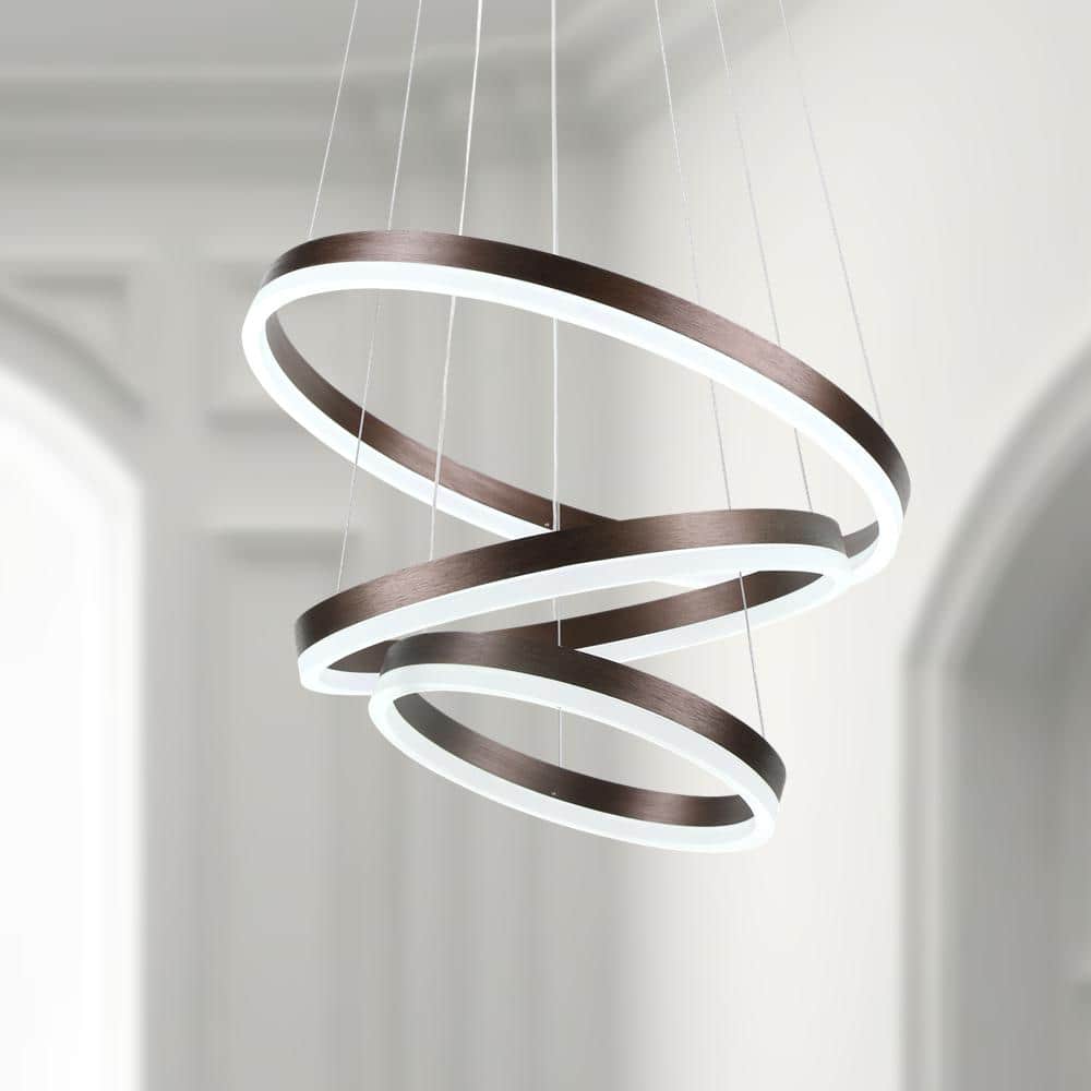 Maxax Brown 3-Light LED Modern Chandelier