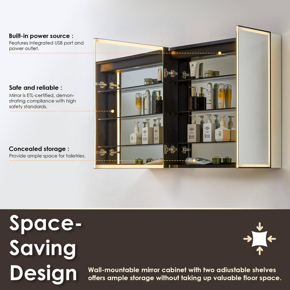Fenice 48" Matte Black Aluminum LED Medicine Cabinet