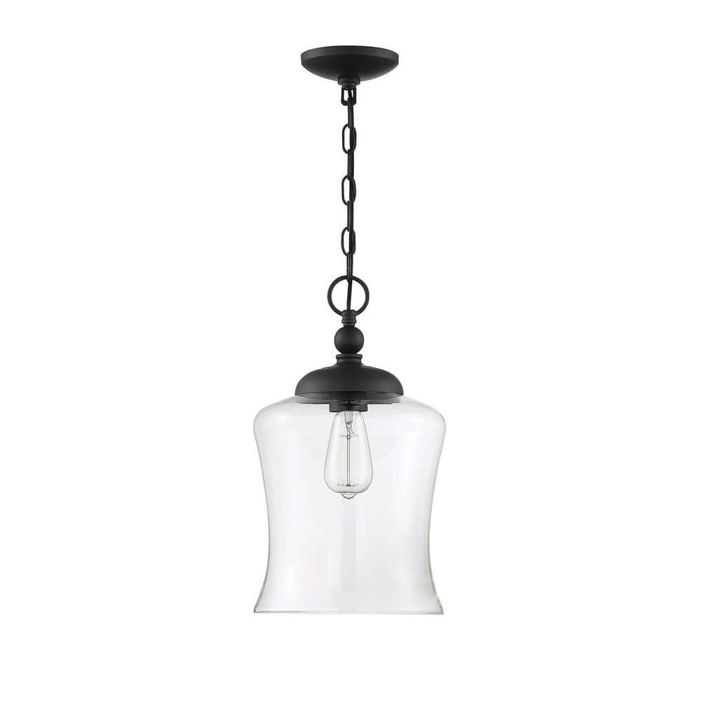 Matte Black Glass Mini Pendant Light with Nickel Accents