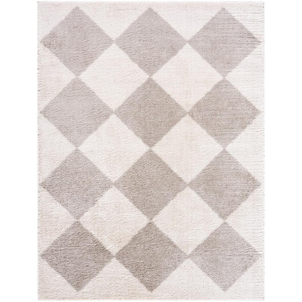 Fossay Shag Grey 8 ft. x 10 ft. Modern Indoor Area Rug