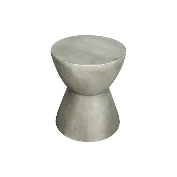 18. 3in. Concrete Outdoor Side Table Statues, Hourglass Shaped Cement Plant Stand for Garden, Yard, Lawn, House, Office