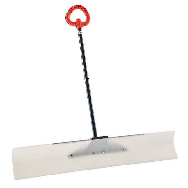 Snow Pusher Shovel, 40.55 in. Metal, Handle, Plastic, Snow Shovel, Outdoor Snowplow Shovel with Ergonomic Grip