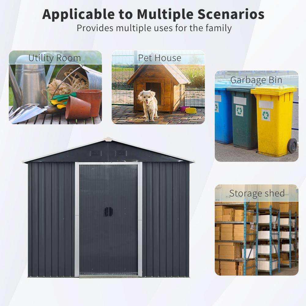 8 ft. x 4 ft. Black and White Metal Outdoor Storage Shed