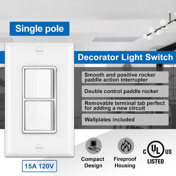 Switch 15個 Yichuhaoxi 15 Amp Smart Single-Pole Push Button Dual Paddle