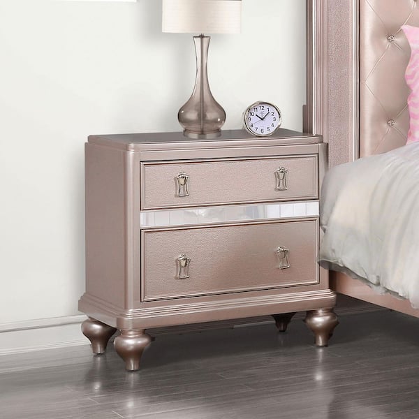 Kloe 2-Drawer Rose Gold Nightstand