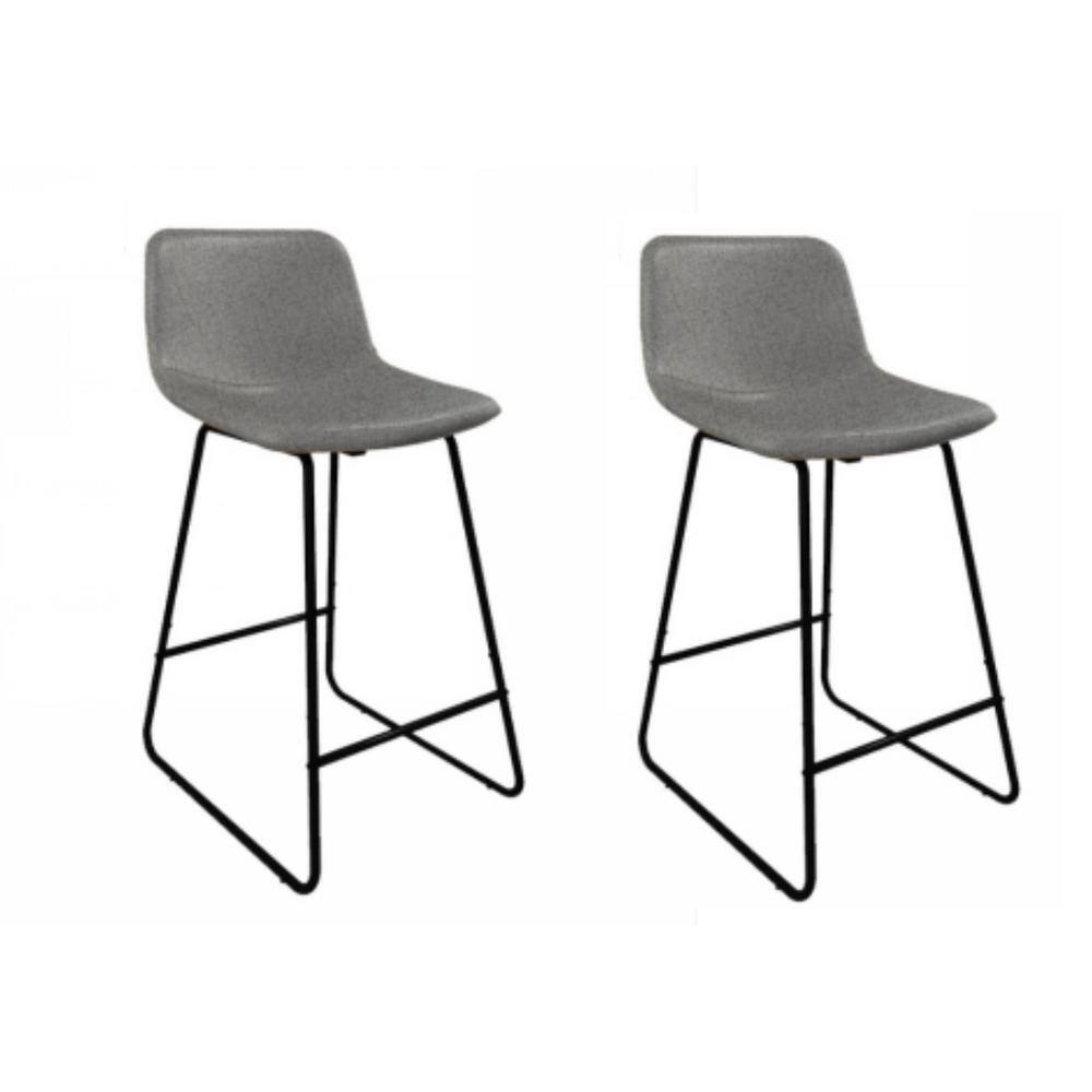 LUE BONA Alexander 30 in. Gray Bar Stools Low Back Metal Frame Counter Height Bar Stool With