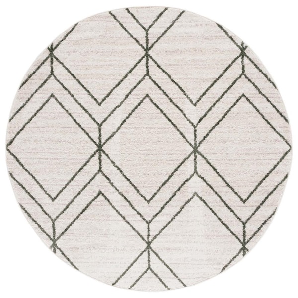 SAFAVIEH Adirondack Ivory/Dark Green 6 ft. x 6 ft. Diamond Round Area Rug