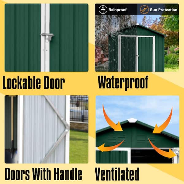 4 ft. W x 6 ft. D Metal Storage Shed with Vents for Garden and Backyard (20 sq. ft. )