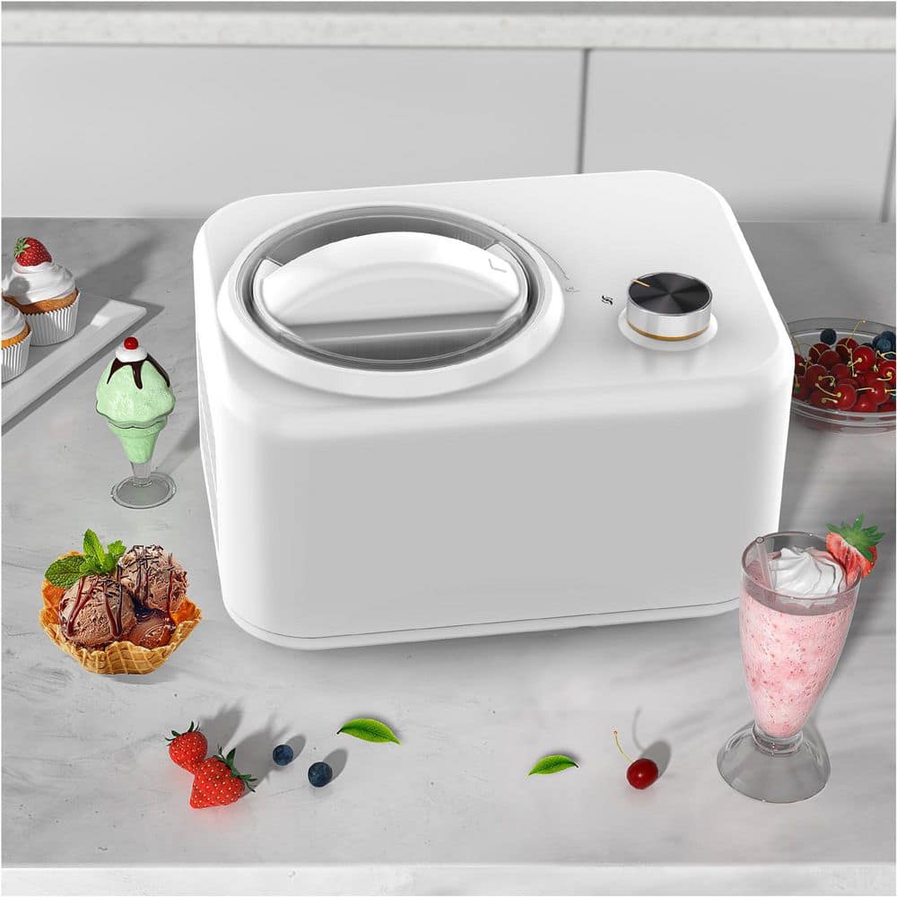 0. 8 qt. White Automatic Ice Cream Maker with Automatic Mixer
